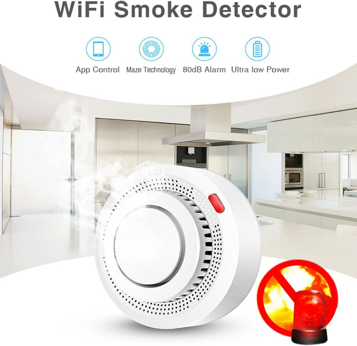Detector de humo inteligente con alarma contra incendios: detector de humo WiFi con notificaciones de la aplicación - Quierox - Tienda Online