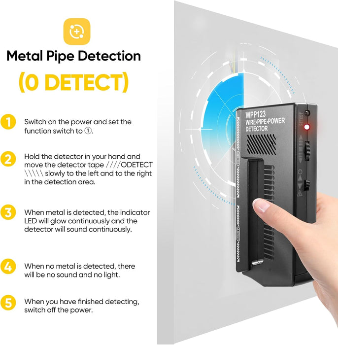 Detector de metales Wpp123, detector de potencia para tuberías de alambre, escáner de pared 3 en 1 - Quierox - Tienda Online