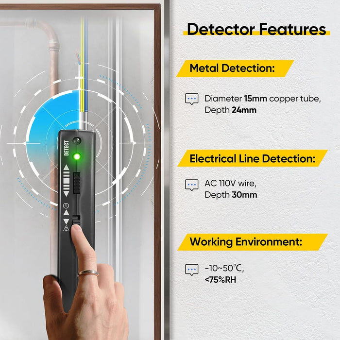 Detector de metales Wpp123, detector de potencia para tuberías de alambre, escáner de pared 3 en 1 - Quierox - Tienda Online