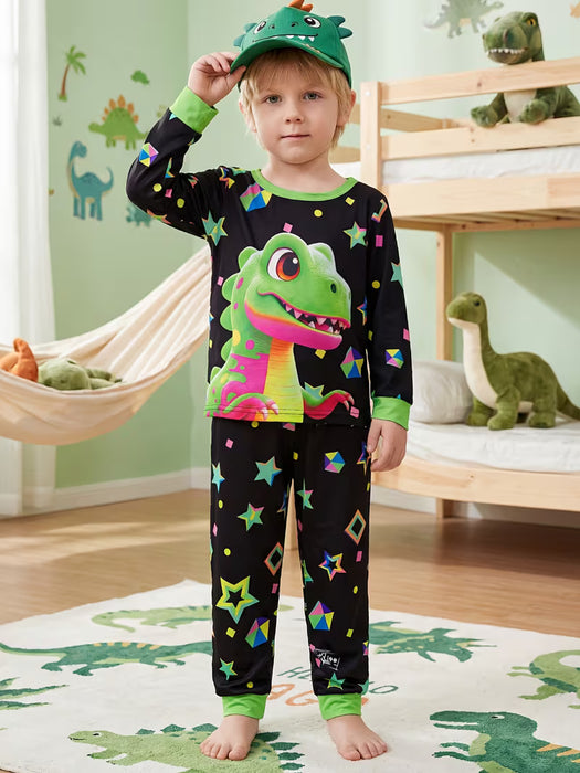 Conjunto de 2 piezas para niños con diseño de dinosaurio de dibujos animados, elemento estrella creativo