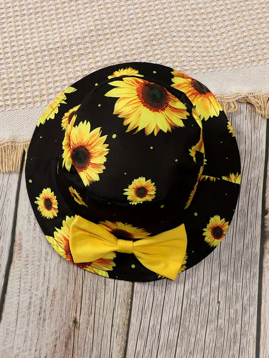 Conjunto de Dos Piezas para Niñas: Vestido con Estampado + Sombrero