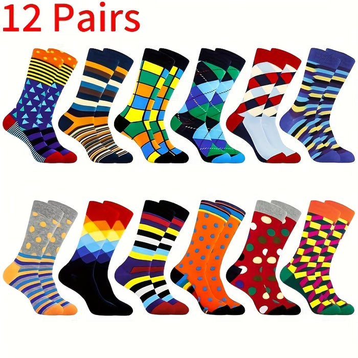 Pack de 12 Pares de Calcetines de Vestir para Hombre, Calcetines de Tobillo, Divertidos, Locos