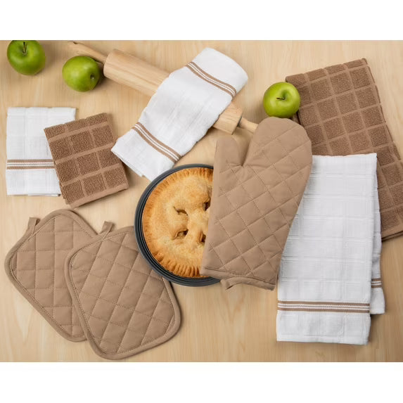 Juego de 8 piezas de Mainstays: toalla, paño, guante de horno y agarradera para cocina