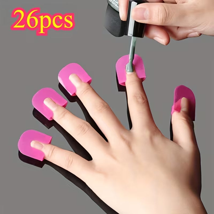 Kit de aplicación de esmalte de uñas de 26 piezas, protector -derrames en forma de U