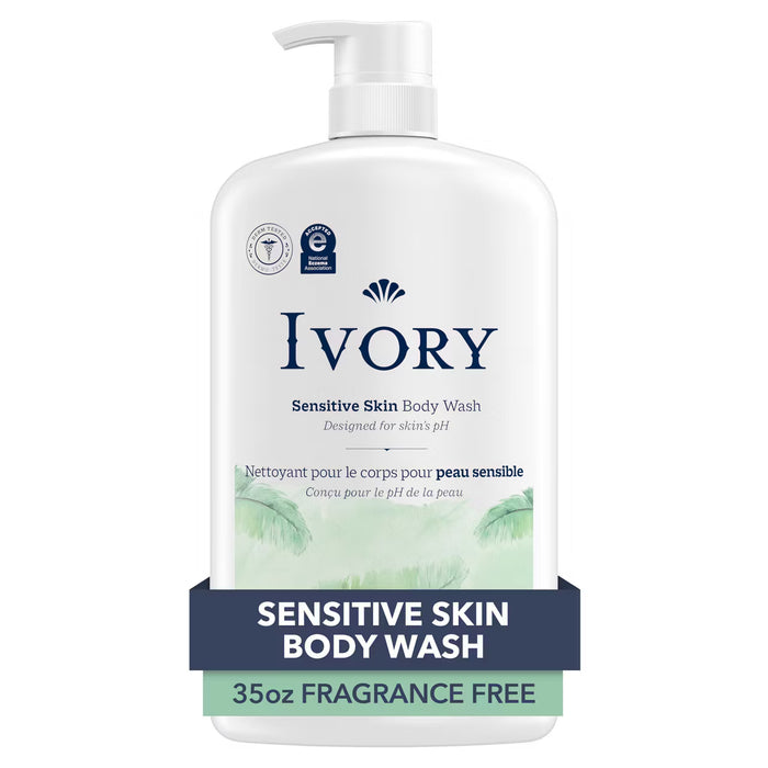 Ivory Gel de baño sensible, sin fragancia, 35 onzas