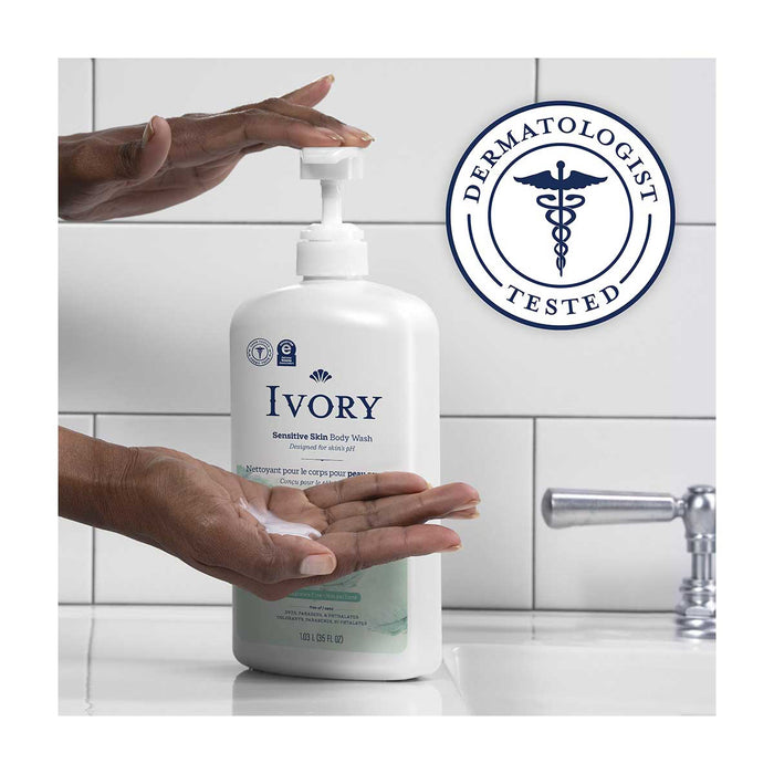 Ivory Gel de baño sensible, sin fragancia, 35 onzas