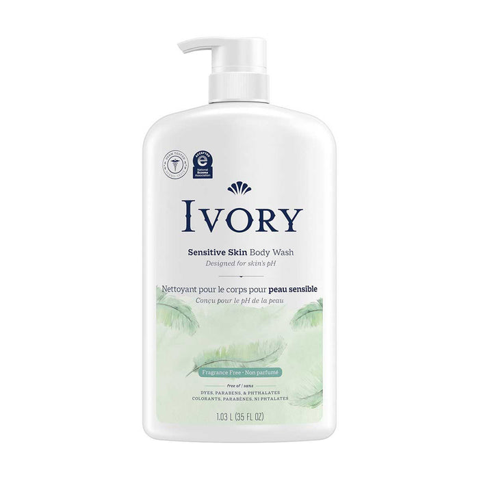 Ivory Gel de baño sensible, sin fragancia, 35 onzas
