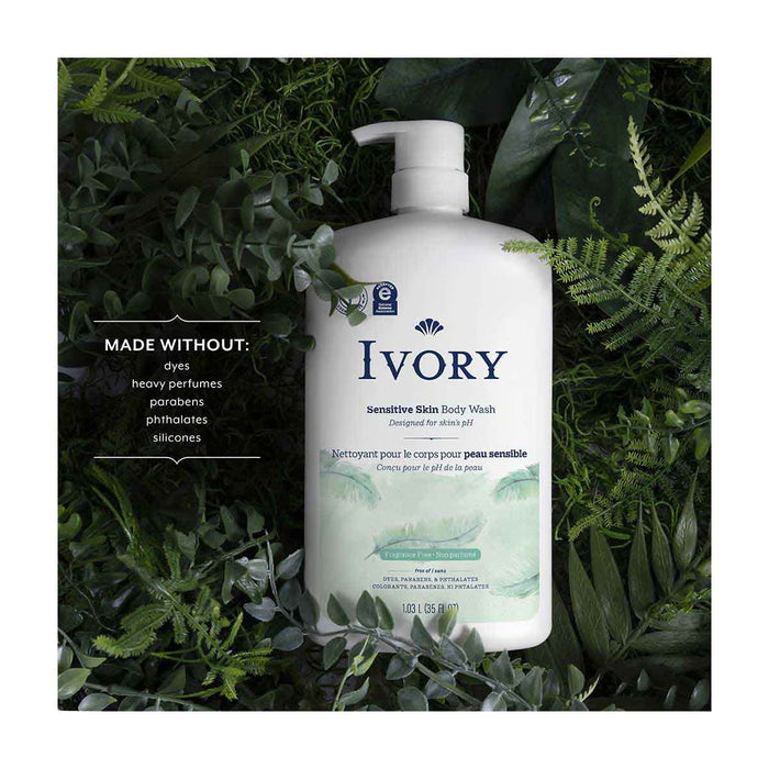 Ivory Gel de baño sensible, sin fragancia, 35 onzas