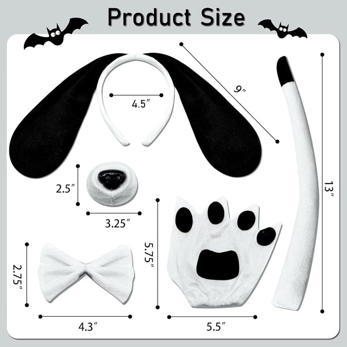 Diadema con orejas largas de perro, con lazo, nariz, cola, guantes de pata de cachorro para mujer - Quierox - Tienda Online