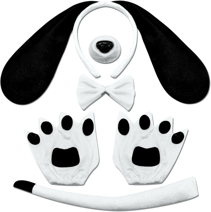 Diadema con orejas largas de perro, con lazo, nariz, cola, guantes de pata de cachorro para mujer - Quierox - Tienda Online
