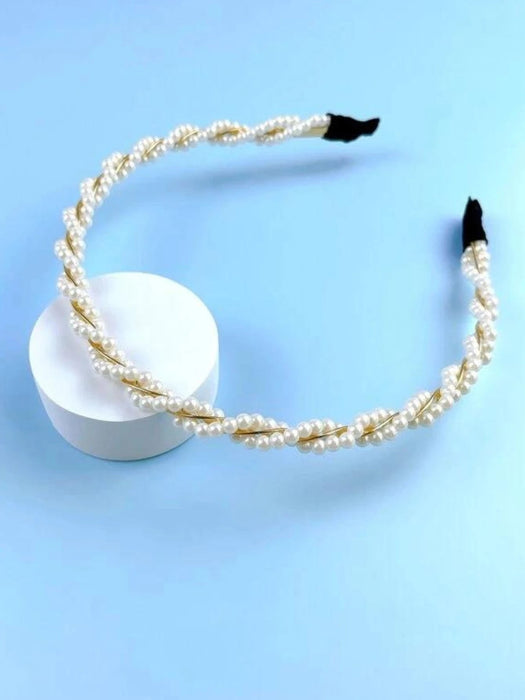 Diadema Trenzada De Perlas Sintéticas De Estilo Vintage Para Mujeres - Quierox - Tienda Online