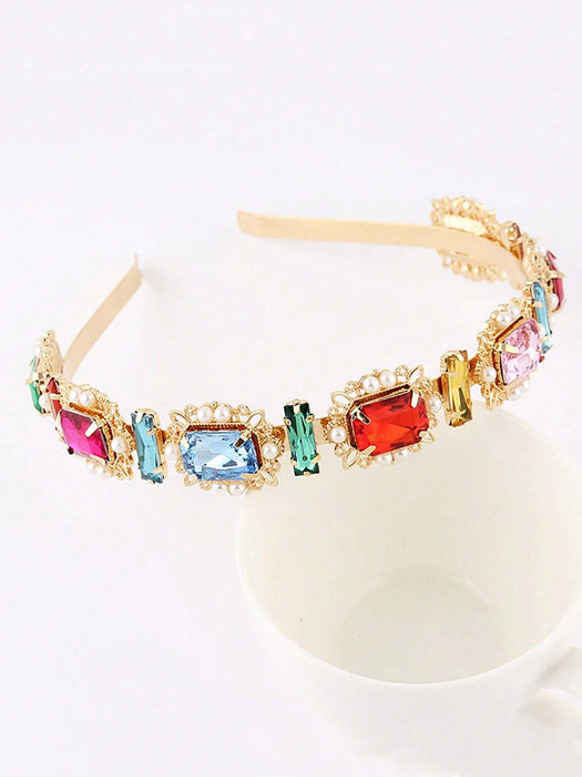 Diadema vintage dorada con incrustaciones de diamantes de imitación para mujeres - Quierox - Tienda Online