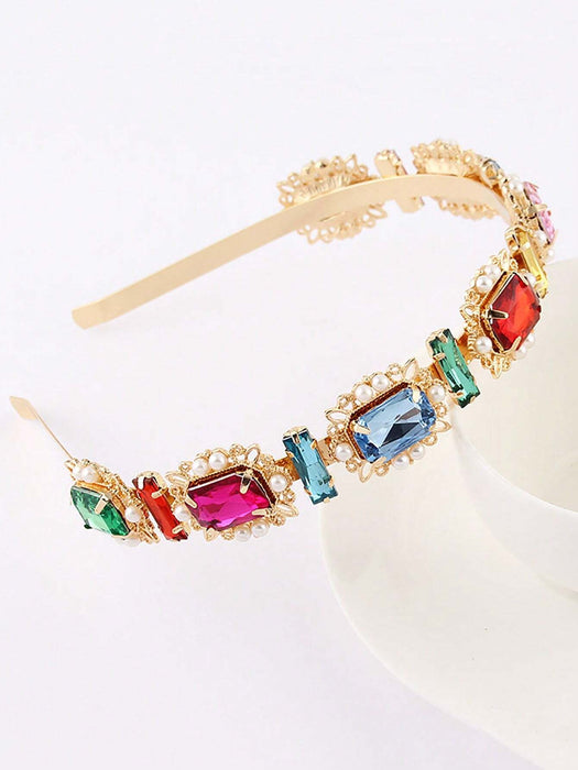 Diadema vintage dorada con incrustaciones de diamantes de imitación para mujeres - Quierox - Tienda Online