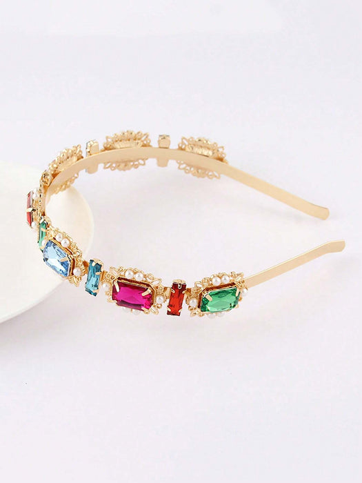 Diadema vintage dorada con incrustaciones de diamantes de imitación para mujeres - Quierox - Tienda Online