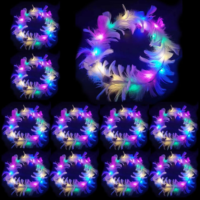 Diademas con plumas LED, 10 unidades, corona para el cabello - Quierox - Tienda Online