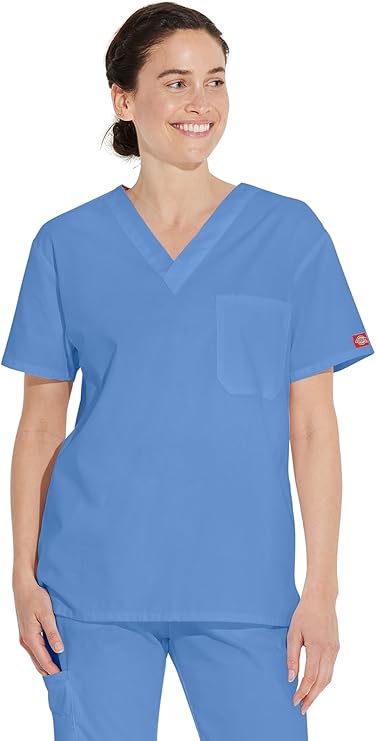Dickies EDS Signature 83706 - Ropa quirúrgica para unisex con un bolsillo, cuello en V en popelina cepillada suave - Quierox - Tienda Online