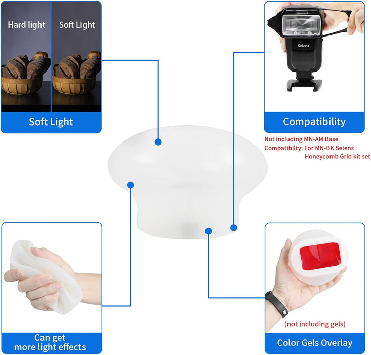 Difusor de flash esférico magnético de silicona Selens MN - DF, accesorio de iluminación - Quierox - Tienda Online