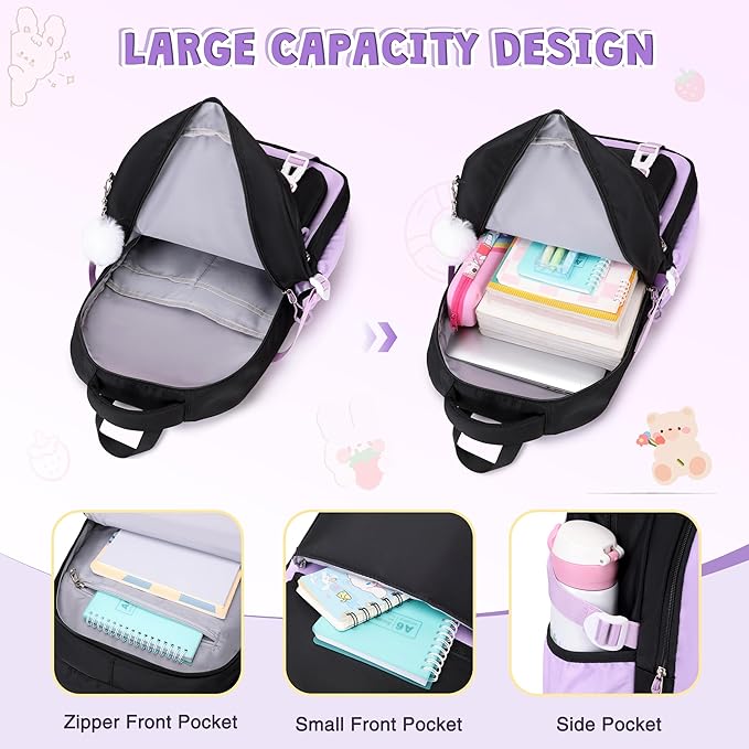 DIGOBAY Set de 6 piezas de mochila para niñas con lonchera bento para la escuela - Quierox - Tienda Online