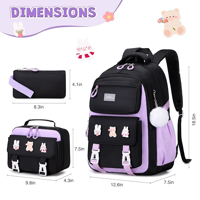 DIGOBAY Set de 6 piezas de mochila para niñas con lonchera bento para la escuela - Quierox - Tienda Online