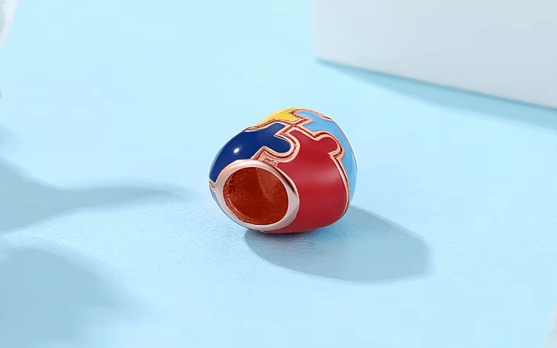 Dije de cuenta de corazón, rompecabezas de concienciación sobre el autismo, imitacion de oro rosa - Quierox - Tienda Online