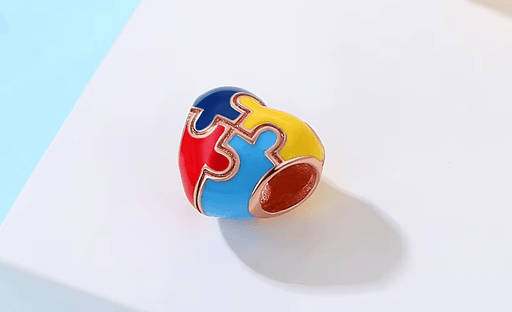 Dije de cuenta de corazón, rompecabezas de concienciación sobre el autismo, imitacion de oro rosa - Quierox - Tienda Online