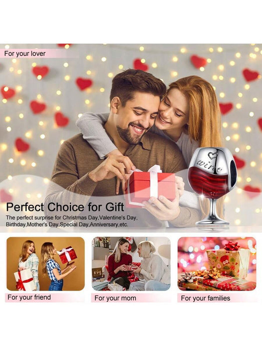 Dije o Charm de copa de vino plateada para pulseras - Quierox - Tienda Online