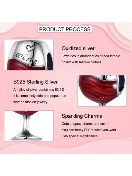 Dije o Charm de copa de vino plateada para pulseras - Quierox - Tienda Online