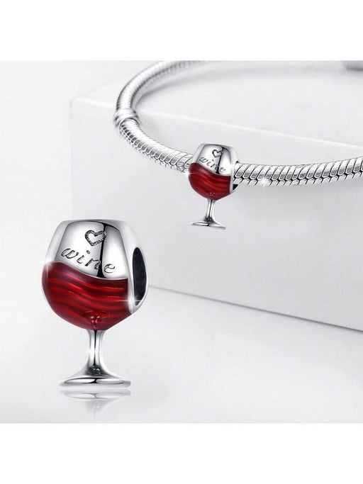 Dije o Charm de copa de vino plateada para pulseras - Quierox - Tienda Online
