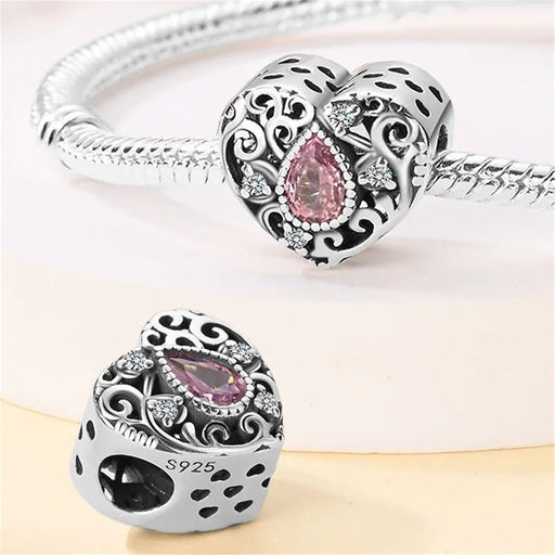 Dije o Charm Plateado de Corazón Hueco para pulseras - Quierox - Tienda Online