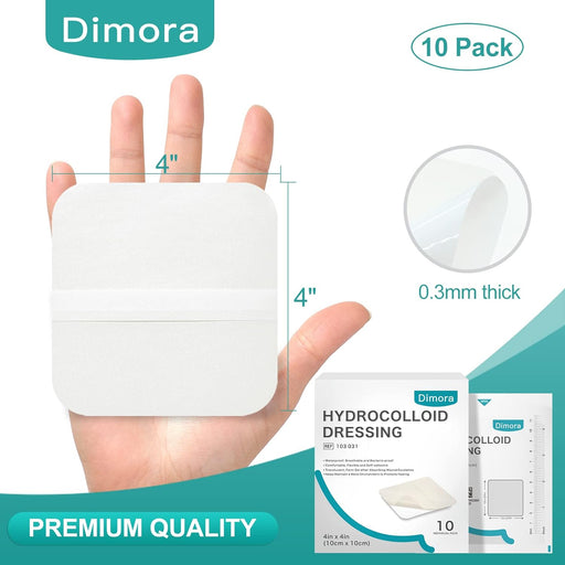 Dimora Apósito hidrocoloide para heridas, paquete de 10 vendajes ultrafinos de "4 x 4" - Quierox - Tienda Online