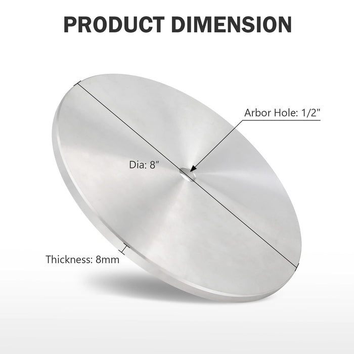 Disco de aluminio de 8" x 1/2", placa de pulido para ruedas abrasivas planas (1 unidad) - Quierox - Tienda Online