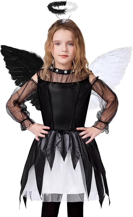 Disfraz de ángel caído Doxrmuru para niñas, disfraz de ángel y diablo para Halloween. - Quierox - Tienda Online