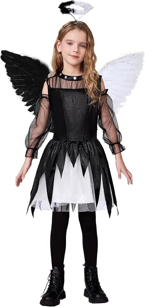 Disfraz de ángel caído Doxrmuru para niñas, disfraz de ángel y diablo para Halloween. - Quierox - Tienda Online