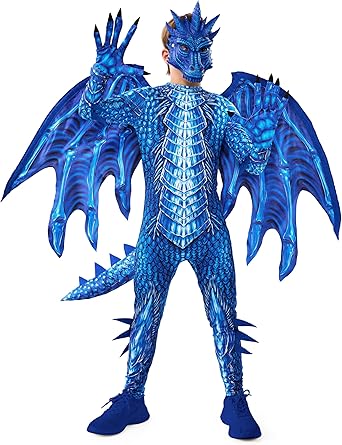 Disfraz de dragón azul de Halloween para niños, disfraz de Halloween con alas de dragón - Quierox - Tienda Online