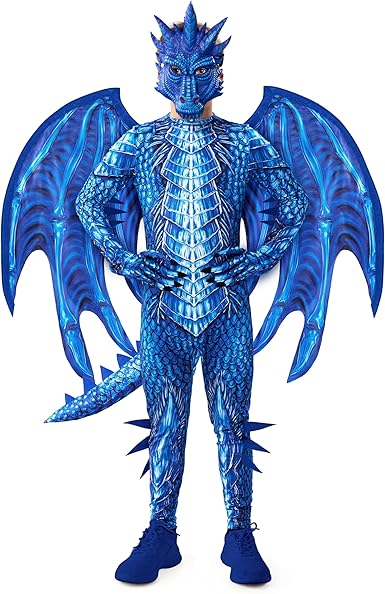Disfraz de dragón azul de Halloween para niños, disfraz de Halloween con alas de dragón - Quierox - Tienda Online
