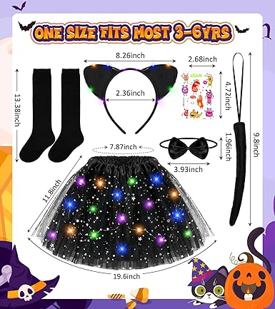 Disfraz de gato negro Teuevayl para niñas, disfraz de Halloween para niñas con falda tutú - Quierox - Tienda Online