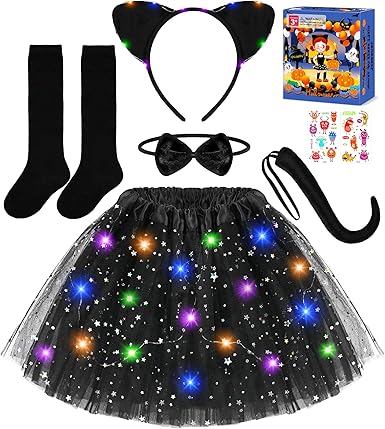 Disfraz de gato negro Teuevayl para niñas, disfraz de Halloween para niñas con falda tutú - Quierox - Tienda Online
