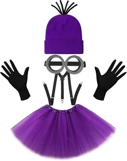 Disfraz de Halloween: gorro morado, guantes negros, tutu y gafas de segurida - Quierox - Tienda Online