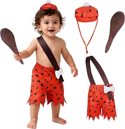 Disfraz de hombre de las cavernas para niños pequeños con sombrero y palo para niños - Quierox - Tienda Online