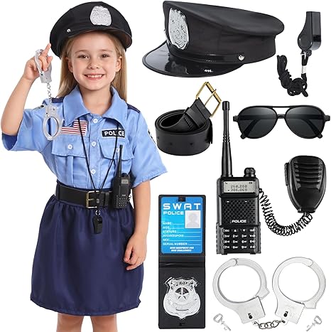 Disfraz de oficial de policía para niñas, disfraces de Halloween para niños de 10 años - Quierox - Tienda Online