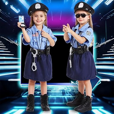 Disfraz de oficial de policía para niñas, disfraces de Halloween para niños de 10 años - Quierox - Tienda Online