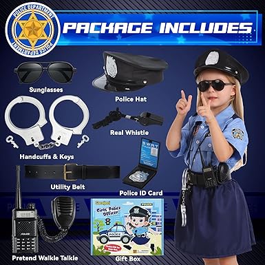 Disfraz de oficial de policía para niñas, disfraces de Halloween para niños de 10 años - Quierox - Tienda Online