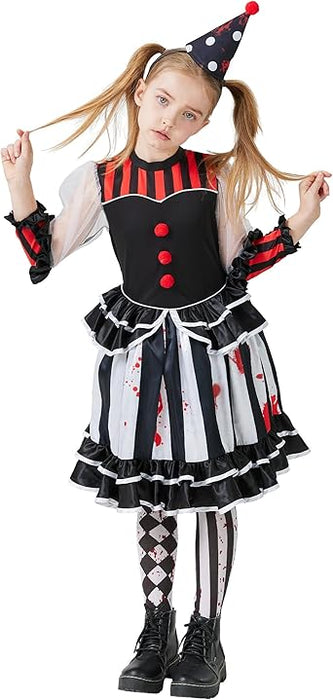 Disfraz de payaso aterrador para niñas, vestido de bufón asesino espeluznante - Quierox - Tienda Online