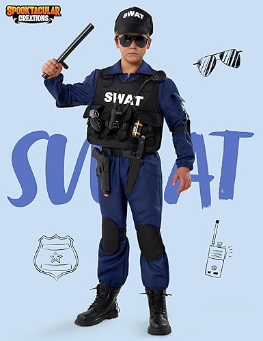 Disfraz de policía SWAT de Spooktacular Creations, 17 piezas, para niños - Quierox - Tienda Online