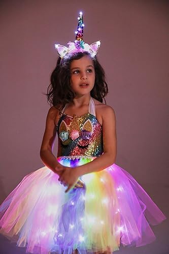 Disfraz de unicornio para niñas con luz LED y tutú - Quierox - Tienda Online
