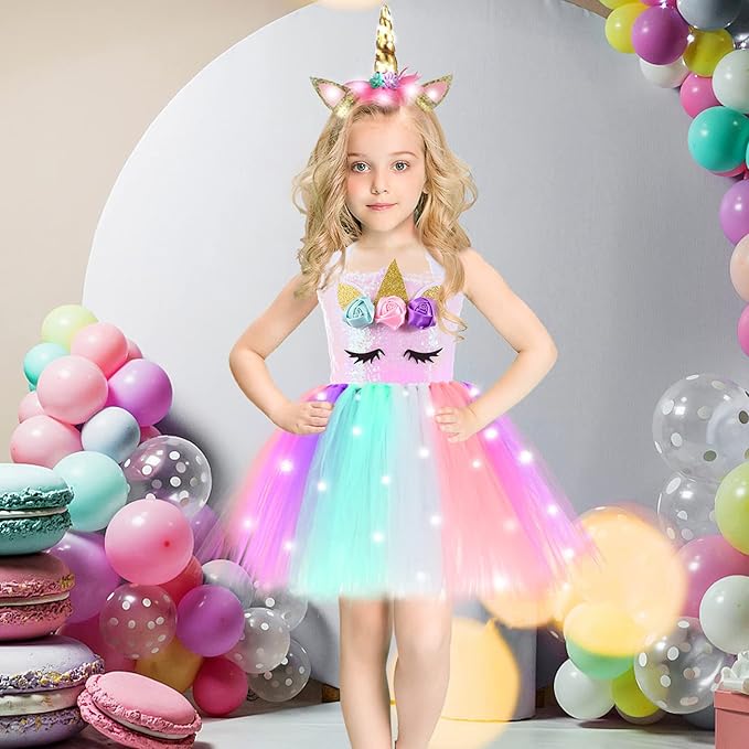 Disfraz de unicornio para niñas Disfraz LED Iluminación - Quierox - Tienda Online