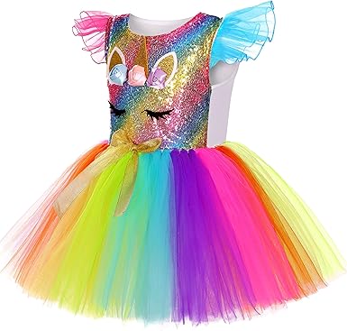 Disfraz de unicornio para niñas, vestido de tutú de princesa con luz LED y diadema de unicornio - Quierox - Tienda Online