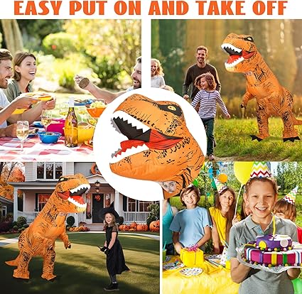 Disfraz inflable de dinosaurio YEAHBEER, disfraz de dinosaurio T - Rex, disfraz inflable - Quierox - Tienda Online