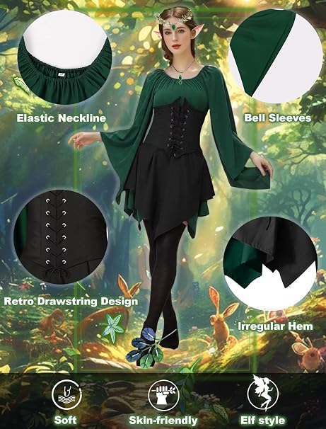 Disfraz renacentista para mujer de hada vestido tradicional irlandés - Quierox - Tienda Online