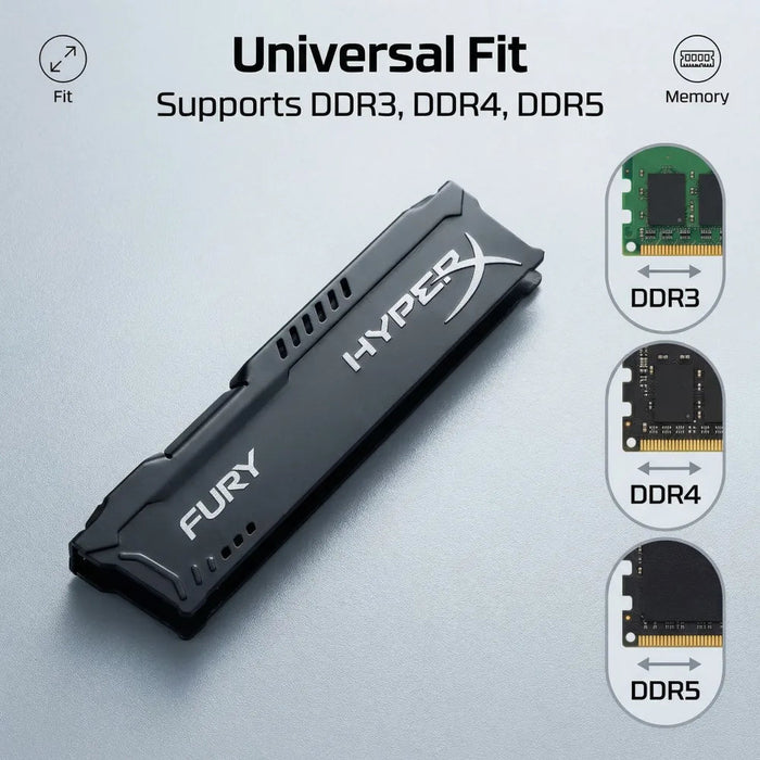 Disipador de calor para memoria RAM DDR2, DDR3 y DDR4 Fury - Quierox - Tienda Online